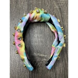Stoney Clover Lane X Lele Sadoughi Rainbow Tie-Dye Bedazzled Headband Authentic!